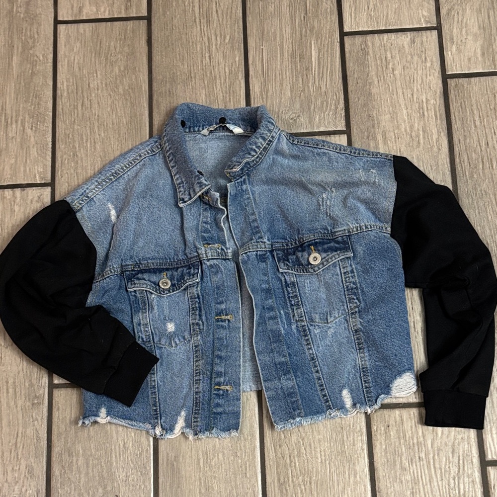 Denim and Black Sleeve Jacket